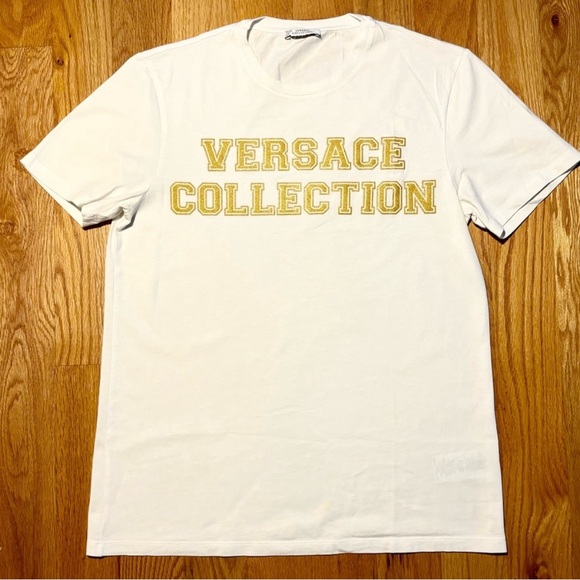 Versace White Gold Spellout Tshirt